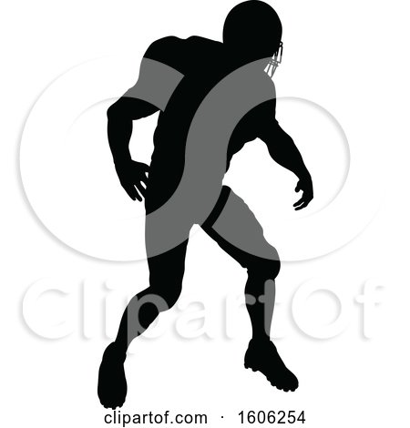 Clipart of a Silhouetted Football Player - Royalty Free Vector Illustration by AtStockIllustration