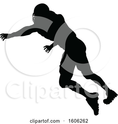 Clipart of a Silhouetted Football Player - Royalty Free Vector Illustration by AtStockIllustration