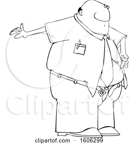 Clipart of a Cartoon Lineart Black Business Man Giving Him a Diabetes Insulin Shot - Royalty Free Vector Illustration by djart
