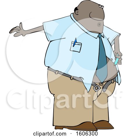 Clipart of a Cartoon Black Business Man Giving Him a Diabetes Insulin Shot - Royalty Free Vector Illustration by djart