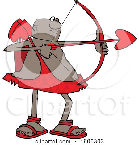Clipart of a Cartoon Black Male Cupid Shooting an Arrow - Royalty Free Vector Illustration by djart