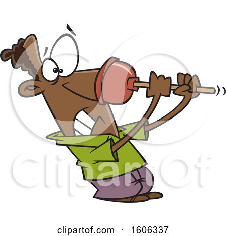 Clipart of a Cartoon Black Man Struggling with a Bad Plunger on His Nose - Royalty Free Vector Illustration by toonaday