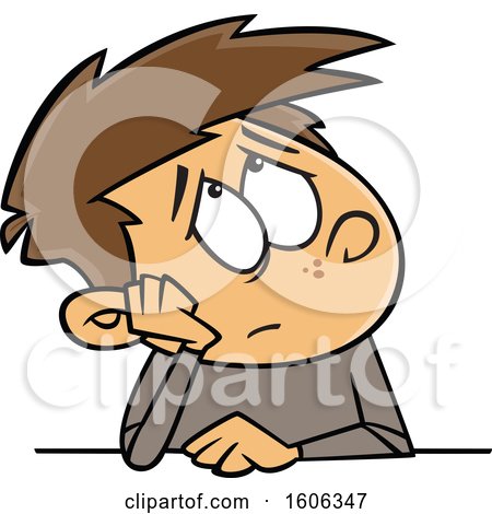 Clipart of a Cartoon White Boy Looking Bored - Royalty Free Vector Illustration by toonaday