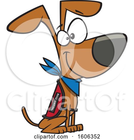 Clipart of a Cartoon Sitting Happy Service Dog - Royalty Free Vector Illustration by toonaday