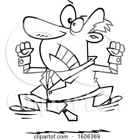 Clipart of a Cartoon Black and White Business Man Throwing a Tantrum - Royalty Free Vector Illustration by toonaday