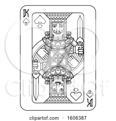 Clipart of a Black and White King of Spades Playing Card - Royalty Free Vector Illustration by AtStockIllustration