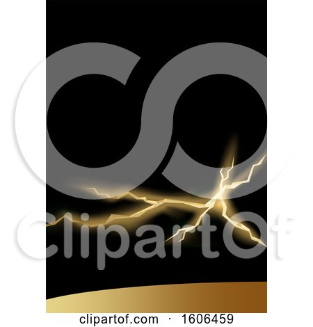 Clipart of a Black and Gold Lightning Background - Royalty Free Vector Illustration by dero