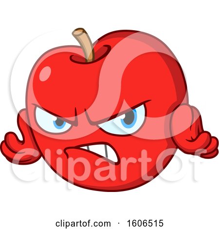 Clipart of a Cartoon Angry Red Apple Mascot - Royalty Free Vector Illustration by yayayoyo