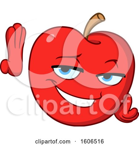 Clipart of a Cartoon Flirting Leaning Red Apple Mascot - Royalty Free Vector Illustration by yayayoyo