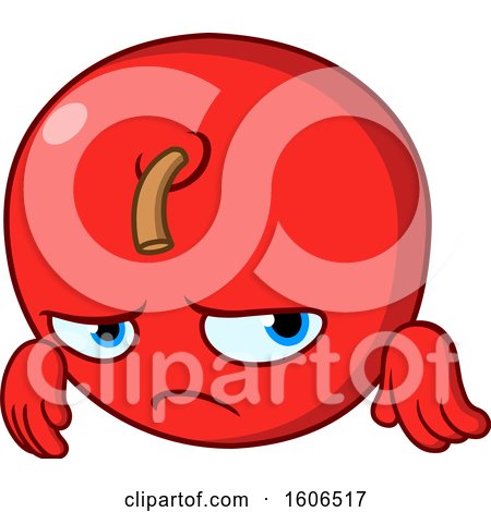 Clipart of a Cartoon Sad Red Apple Mascot - Royalty Free Vector Illustration by yayayoyo