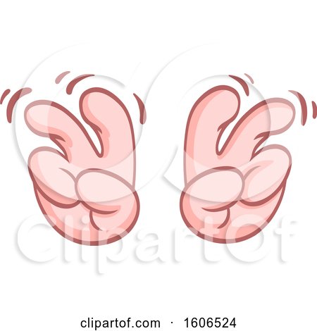 Clipart of a Cartoon Pair of Caucasian Air Quote Emoji Hands - Royalty Free Vector Illustration by yayayoyo