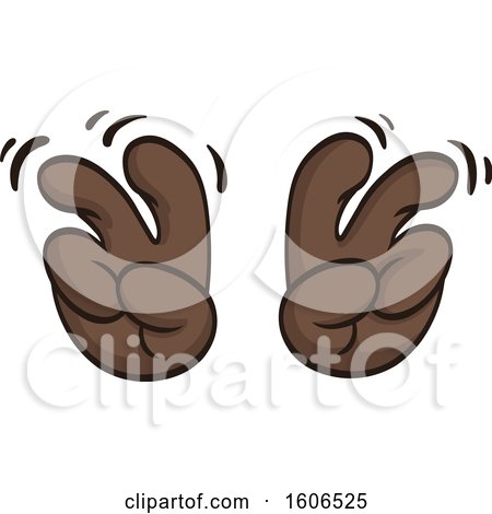 Clipart of a Cartoon Pair of Black Air Quote Emoji Hands - Royalty Free Vector Illustration by yayayoyo