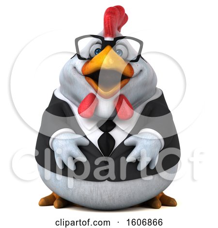Clipart of a 3d White Business Chicken, on a White Background - Royalty Free Illustration by Julos
