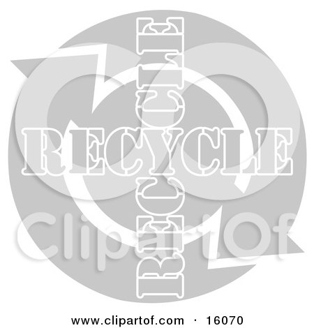 Two Arrows Moving In A Circular Clockwise Motion Around Recycle Text Clipart Illustration by Andy Nortnik
