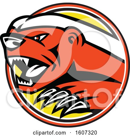 Clipart of a Vicious Honey Badger Emerging from a Circle - Royalty Free Vector Illustration by patrimonio