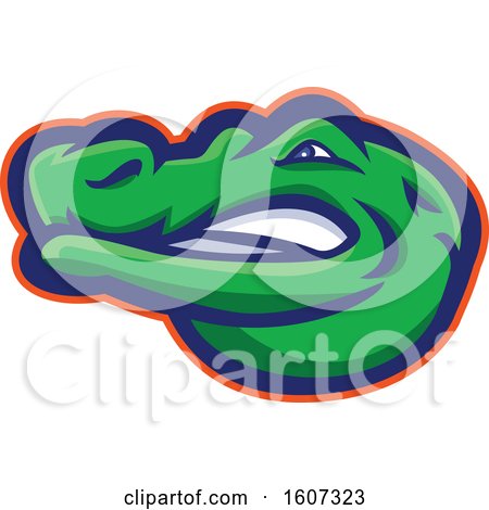 Clipart of a Blue Red and Green Alligator Mascot Head - Royalty Free Vector Illustration by patrimonio