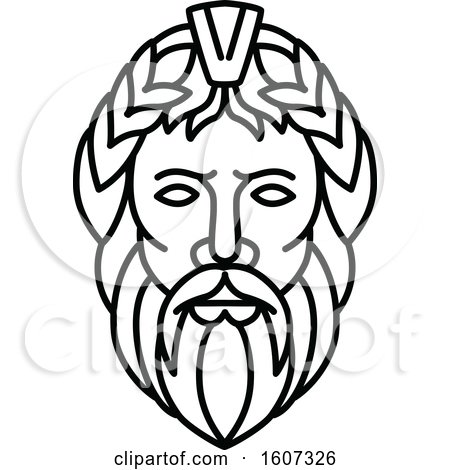 Clipart of a Lineart Styled Head of Zeus - Royalty Free Vector Illustration by patrimonio