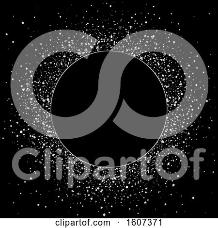 Clipart of a Round Frame with Silver Glitter on Black - Royalty Free Vector Illustration by KJ Pargeter