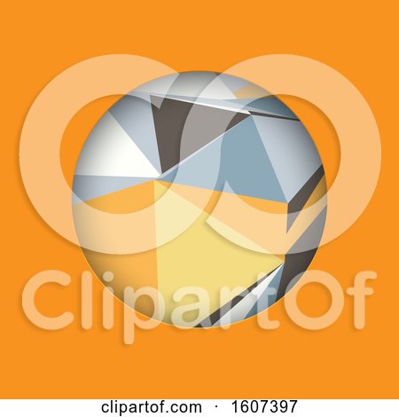 Clipart of a Sphere with Geometric Triangles on Orange - Royalty Free Vector Illustration by KJ Pargeter