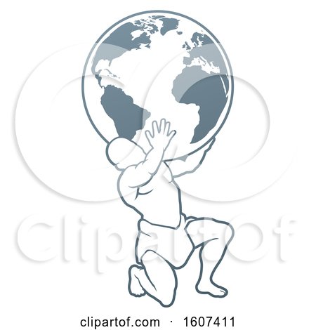 Clipart of Atlas Titan Carrying a Globe - Royalty Free Vector Illustration by AtStockIllustration