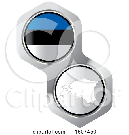 Clipart of an Estonia Flag Button and Map - Royalty Free Vector Illustration by Lal Perera