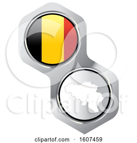 Clipart of a Belgian Flag Button and Map - Royalty Free Vector Illustration by Lal Perera