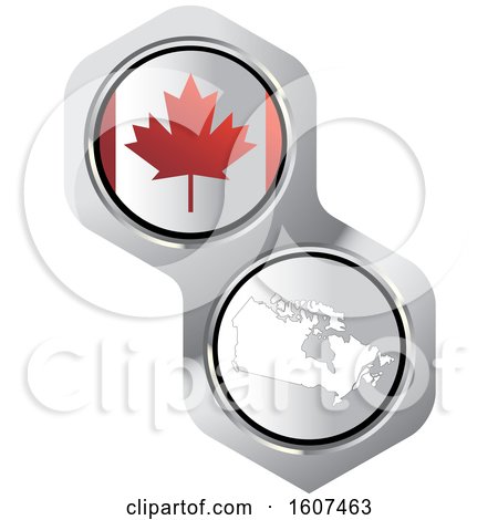 Clipart of a Canadian Flag Button and Map - Royalty Free Vector Illustration by Lal Perera