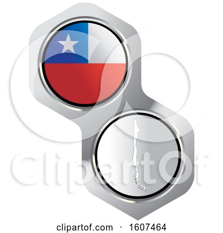 Clipart of a Chilean Flag Button and Map - Royalty Free Vector Illustration by Lal Perera