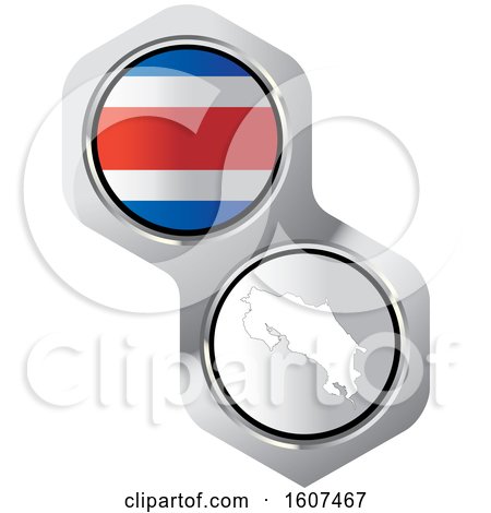 Clipart of a Costa Rican Flag Button and Map - Royalty Free Vector Illustration by Lal Perera