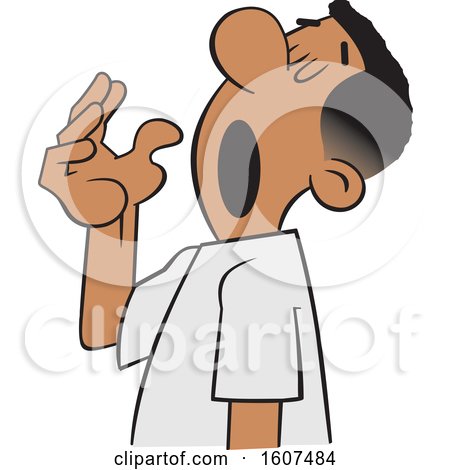 Clipart of a Cartoon Black Man Preparing for a Big Yawn - Royalty Free Vector Illustration by Johnny Sajem