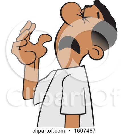Clipart of a Cartoon Black Man Preparing for a Big Sneeze - Royalty Free Vector Illustration by Johnny Sajem