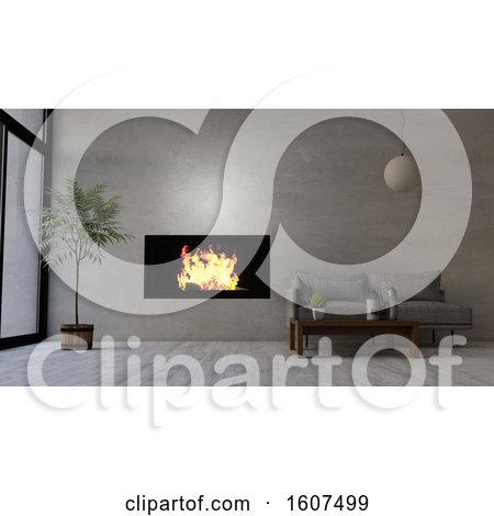Clipart of a 3d Living Room Interior - Royalty Free Illustration by KJ Pargeter