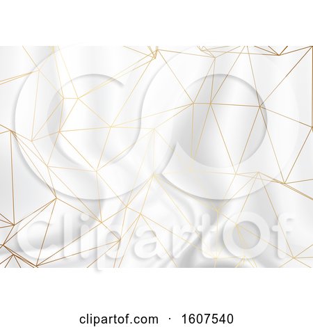 Clipart of a Gold Low Poly Design on a Silver Marble Texture Background - Royalty Free Vector Illustration by KJ Pargeter
