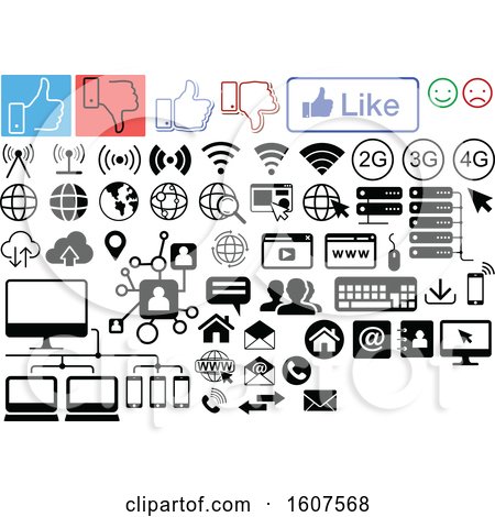 Clipart of Social Media Computer and Website Icons - Royalty Free Vector Illustration by dero