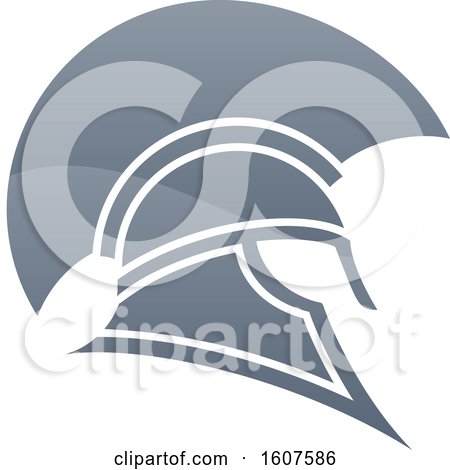 Clipart of a Profiled Trojan Spartan Helmet - Royalty Free Vector Illustration by AtStockIllustration