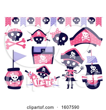 Female Pirate Party Themed Design Elements Clipart by BNP Design Studio