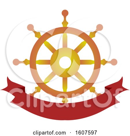 Pirate Party Themed Ship Helm and Banner Clipart by BNP Design Studio