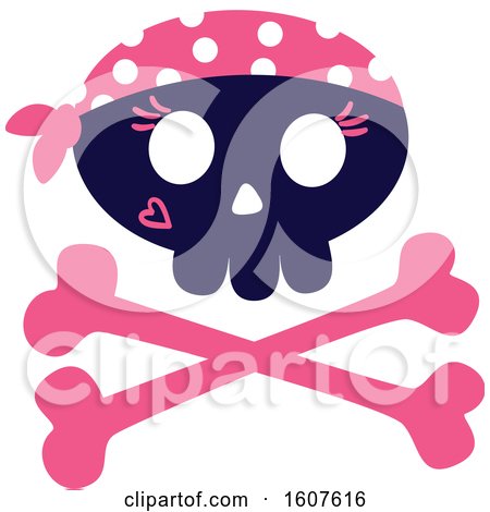 Female Pirate Party Themed Skull and Cross Bones Clipart by BNP Design Studio