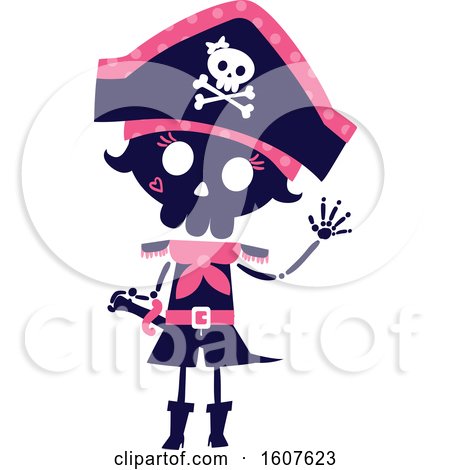 Female Pirate Party Themed Skeleton Clipart by BNP Design Studio