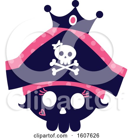 Female Pirate Party Themed Skull Princess Clipart by BNP Design Studio