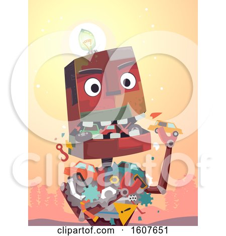 Robot Mascot Eat Junk Illustration by BNP Design Studio