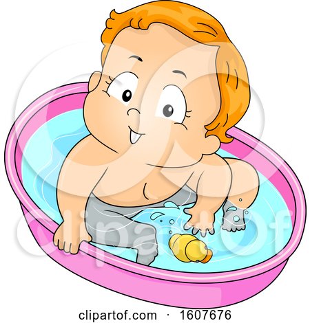 Kid Toddler Boy Bath Play Duck Illustration by BNP Design Studio