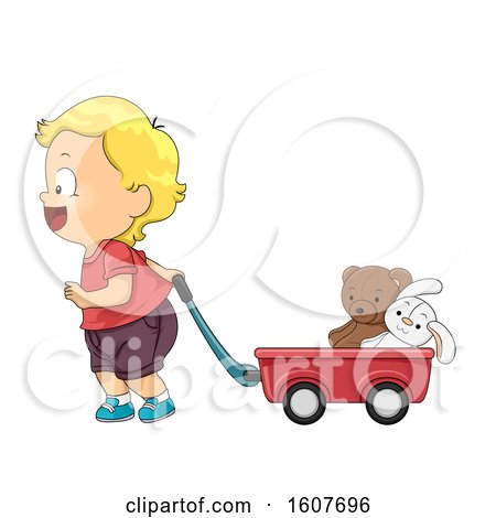 Kid Toddler Boy Pull Wagon Toys Illustration by BNP Design Studio