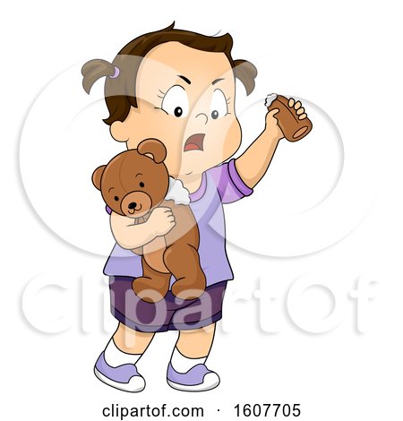Kid Toddler Girl Break Teddy Bear Illustration by BNP Design Studio
