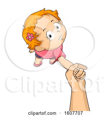 Kid Toddler Girl Hand Walk Illustration by BNP Design Studio