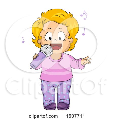 Kid Toddler Girl Sing Microphone Illustration by BNP Design Studio