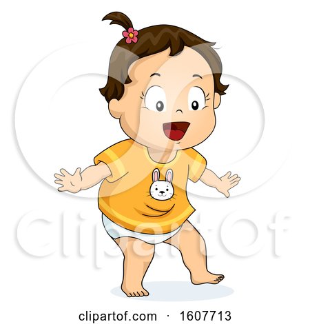 Kid Toddler Girl Try to Walk Illustration by BNP Design Studio