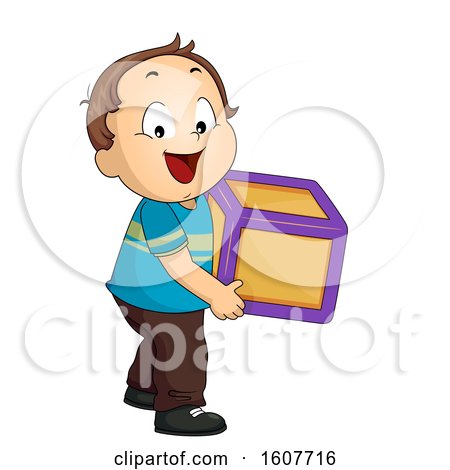 Kid Toddler Boy Carry Toy Block Illustration by BNP Design Studio