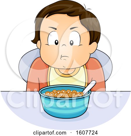 Kid Toddler Boy Refuse Eat Cereal Illustration by BNP Design Studio