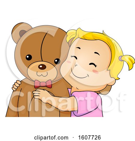 Kid Toddler Girl Hug Teddy Bear Illustration by BNP Design Studio